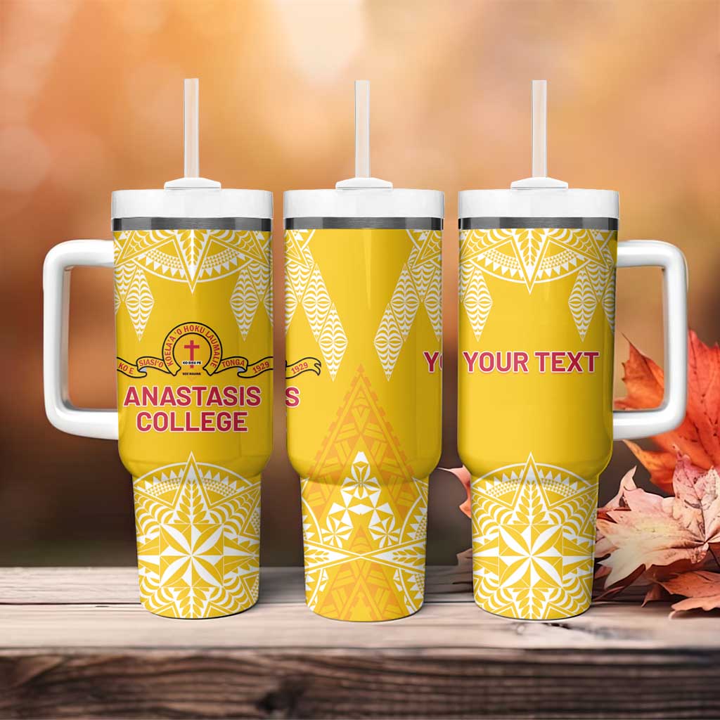 Personalised Anastasis College Tumbler With Handle Tonga Ngatu Pattern LT05 - Polynesian Pride