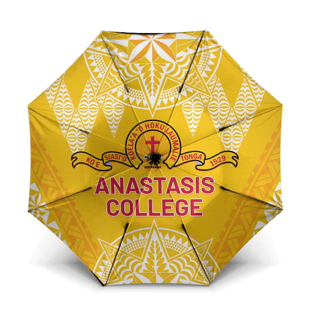 Anastasis College Umbrella Tonga Ngatu Pattern LT05 One Size Folded 11.42 inch Opened Diameter 37.4 inch Yellow - Polynesian Pride