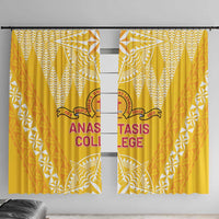 Anastasis College Window Curtain Tonga Ngatu Pattern LT05 With Hooks Yellow - Polynesian Pride