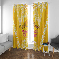 Anastasis College Window Curtain Tonga Ngatu Pattern LT05 With Grommets Yellow - Polynesian Pride