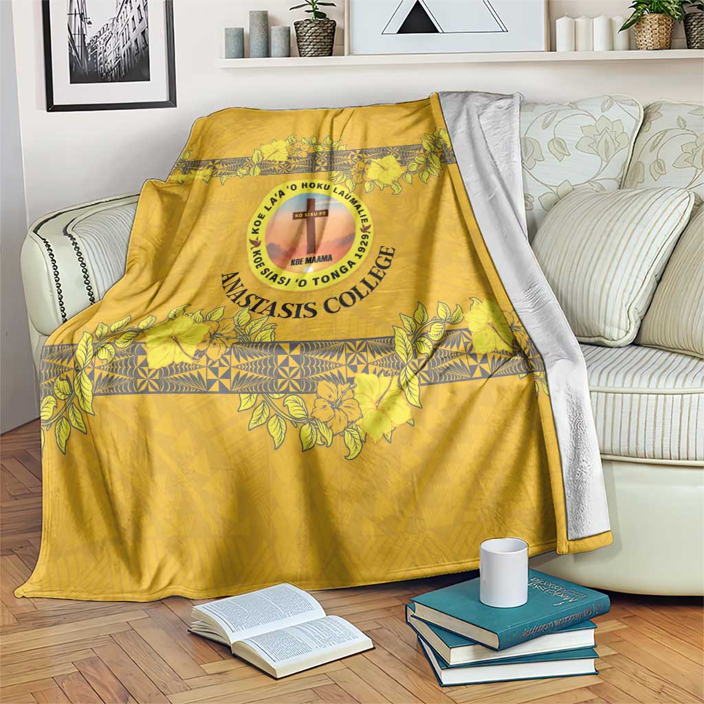 Tonga Anastasis College Blanket Tongan Ngatu Kupesi Pattern LT05 Yellow - Polynesian Pride