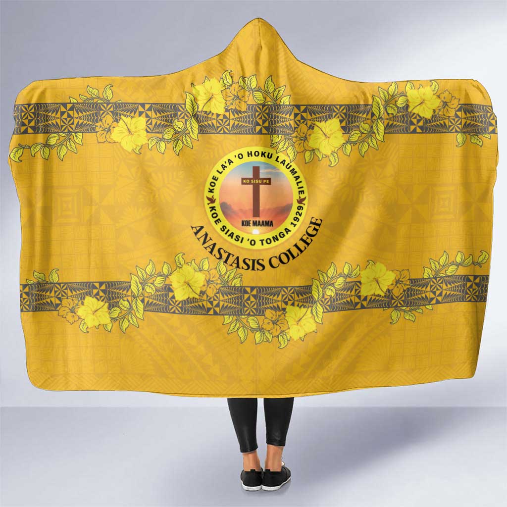 Tonga Anastasis College Hooded Blanket Tongan Ngatu Kupesi Pattern LT05 One Size Yellow - Polynesian Pride