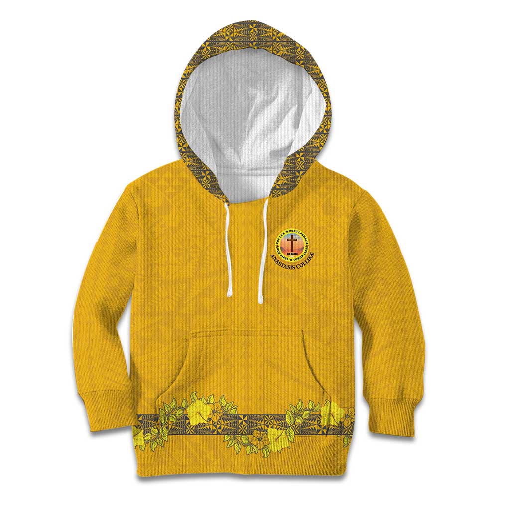Tonga Anastasis College Kid Hoodie Tongan Ngatu Kupesi Pattern LT05 Hoodie Yellow - Polynesian Pride