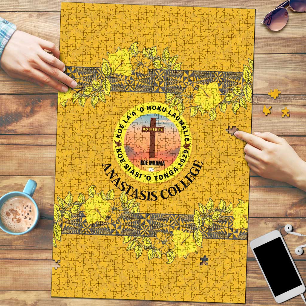 Tonga Anastasis College Puzzle Tongan Ngatu Kupesi Pattern LT05 Yellow - Polynesian Pride
