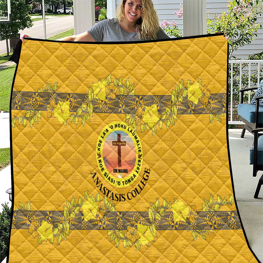 Tonga Anastasis College Quilt Tongan Ngatu Kupesi Pattern LT05 Yellow - Polynesian Pride