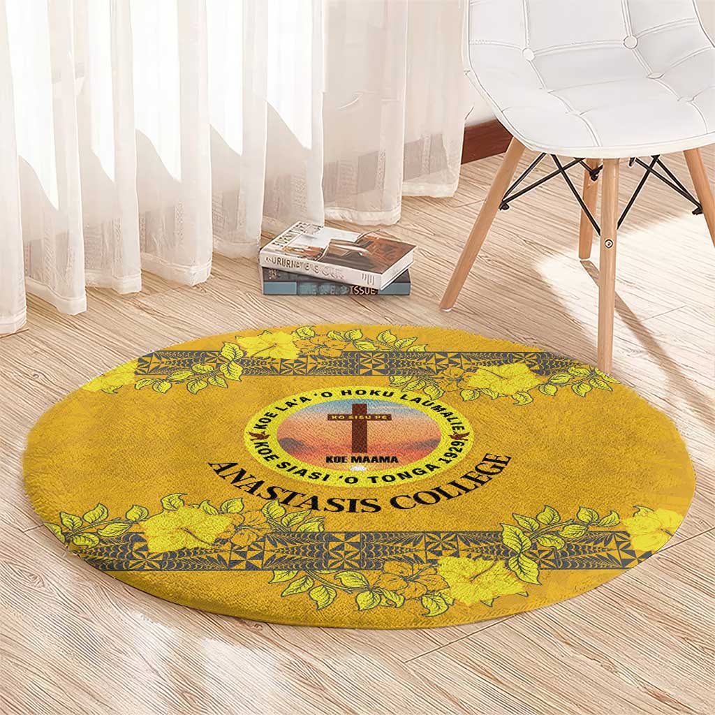 Tonga Anastasis College Round Carpet Tongan Ngatu Kupesi Pattern LT05 - Polynesian Pride