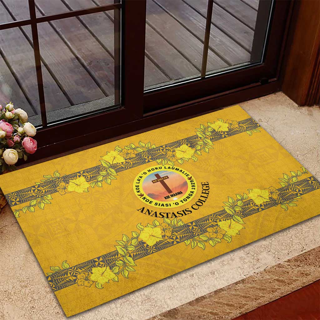 Tonga Anastasis College Rubber Doormat Tongan Ngatu Kupesi Pattern LT05 - Polynesian Pride