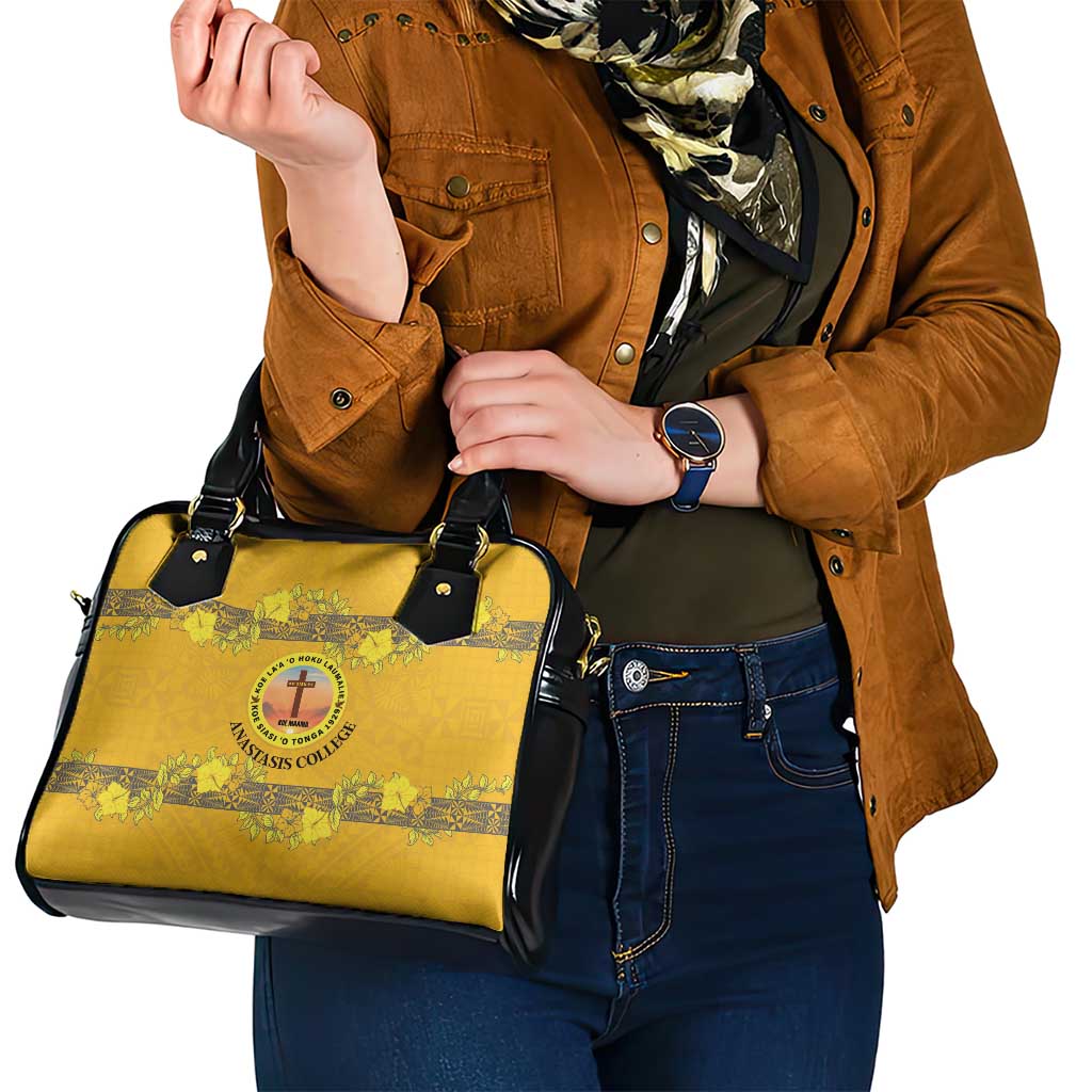 Tonga Anastasis College Shoulder Handbag Tongan Ngatu Kupesi Pattern LT05 - Polynesian Pride
