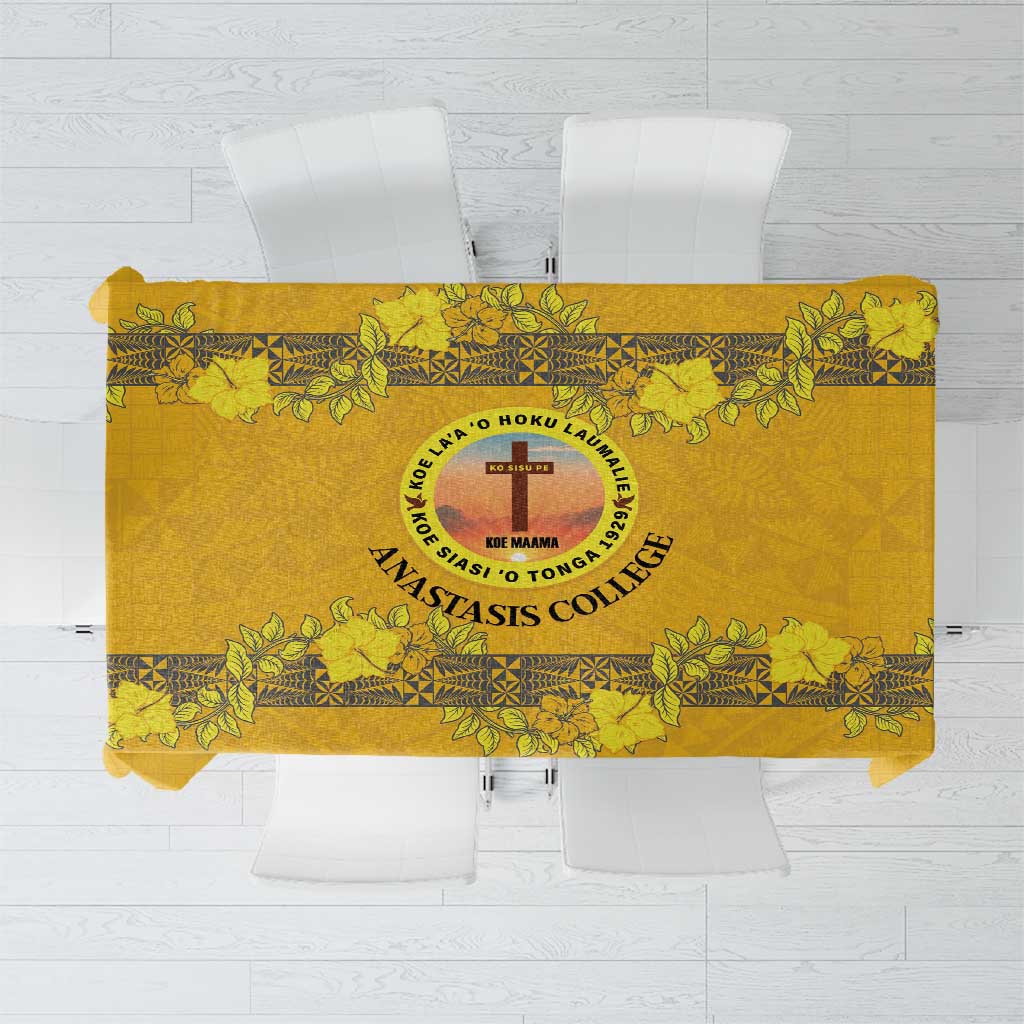 Tonga Anastasis College Tablecloth Tongan Ngatu Kupesi Pattern LT05 Yellow - Polynesian Pride