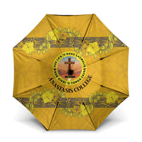 Tonga Anastasis College Umbrella Tongan Ngatu Kupesi Pattern LT05 One Size Folded 11.42 inch Opened Diameter 37.4 inch Yellow - Polynesian Pride