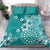 Cook Islands Bedding Set Teal Hibiscus And Stars