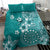 Cook Islands Bedding Set Teal Hibiscus And Stars