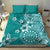 Cook Islands Bedding Set Teal Hibiscus And Stars