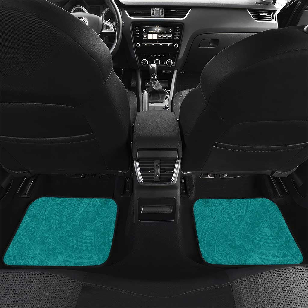 Cook Islands Car Mats Teal Hibiscus And Stars LT05 Set 2pcs - Back Teal - Polynesian Pride