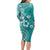 Cook Islands Family Matching Long Sleeve Bodycon Dress and Hawaiian Shirt Teal Hibiscus And Stars