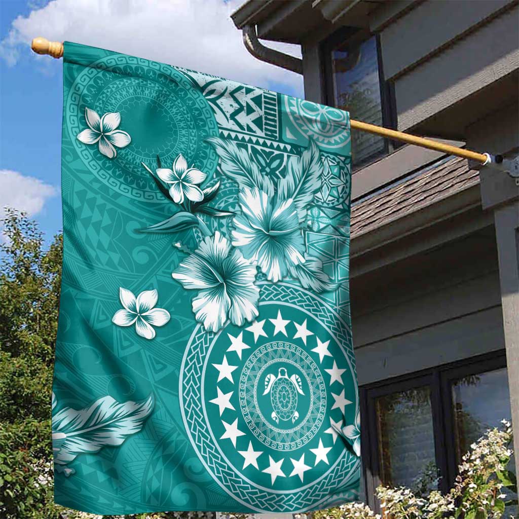 Cook Islands Garden Flag Teal Hibiscus And Stars LT05 - Polynesian Pride