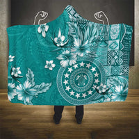 Cook Islands Hooded Blanket Teal Hibiscus And Stars LT05 - Polynesian Pride