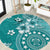 Cook Islands Round Carpet Teal Hibiscus And Stars