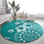 Cook Islands Round Carpet Teal Hibiscus And Stars