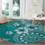 Cook Islands Round Carpet Teal Hibiscus And Stars