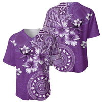 Cook Islands Baseball Jersey Purple Hibiscus And Stars LT05 - Polynesian Pride