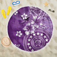 Cook Islands Beach Blanket Purple Hibiscus And Stars LT05 One Size 150cm Purple - Polynesian Pride