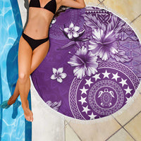 Cook Islands Beach Blanket Purple Hibiscus And Stars LT05 - Polynesian Pride