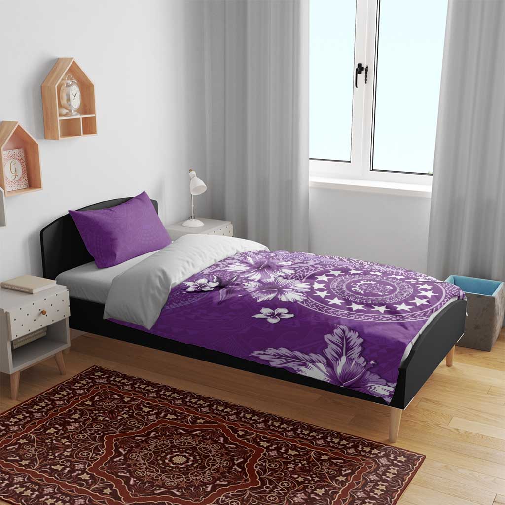 Cook Islands Bedding Set Purple Hibiscus And Stars LT05 - Polynesian Pride