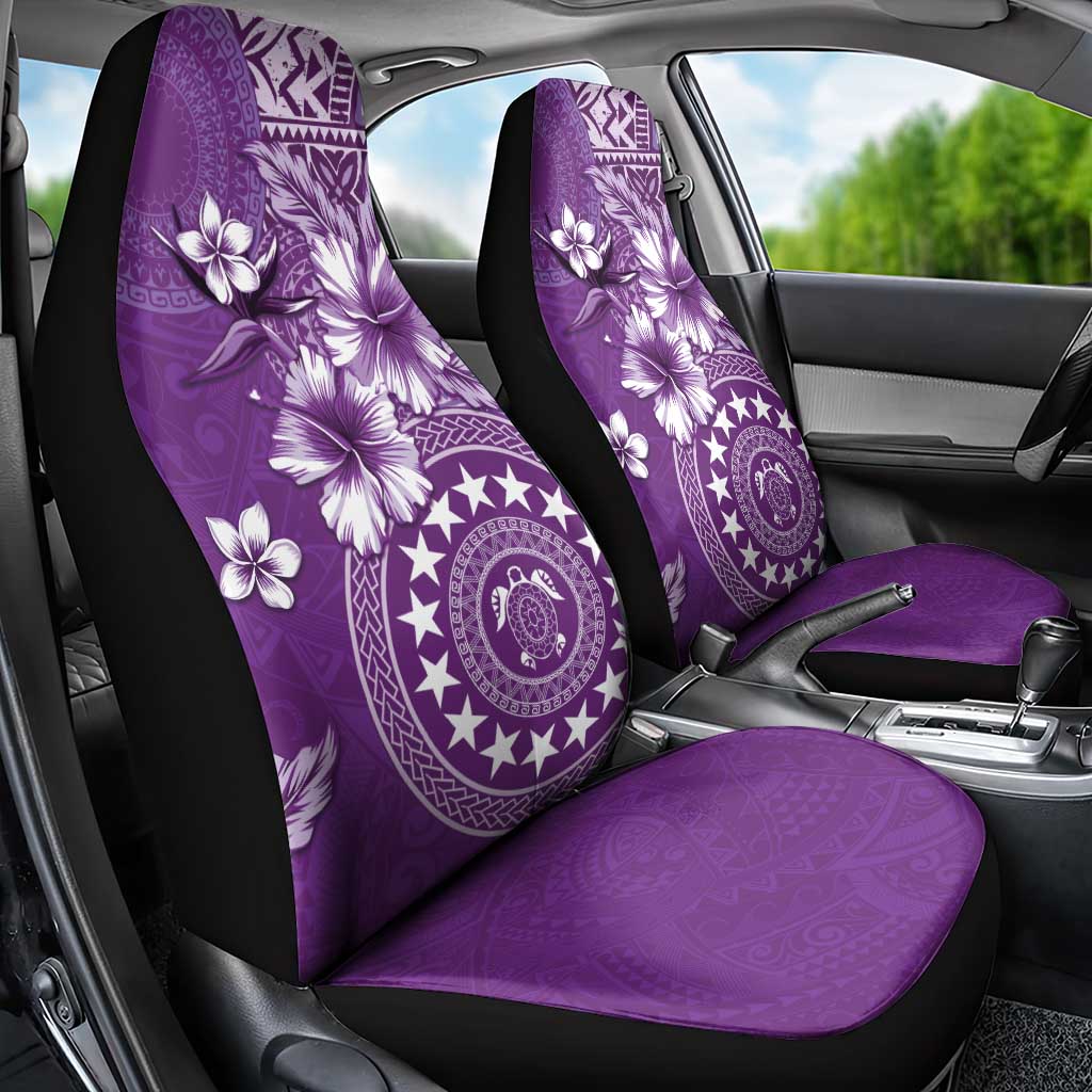 Cook Islands Car Seat Cover Purple Hibiscus And Stars LT05 - Polynesian Pride