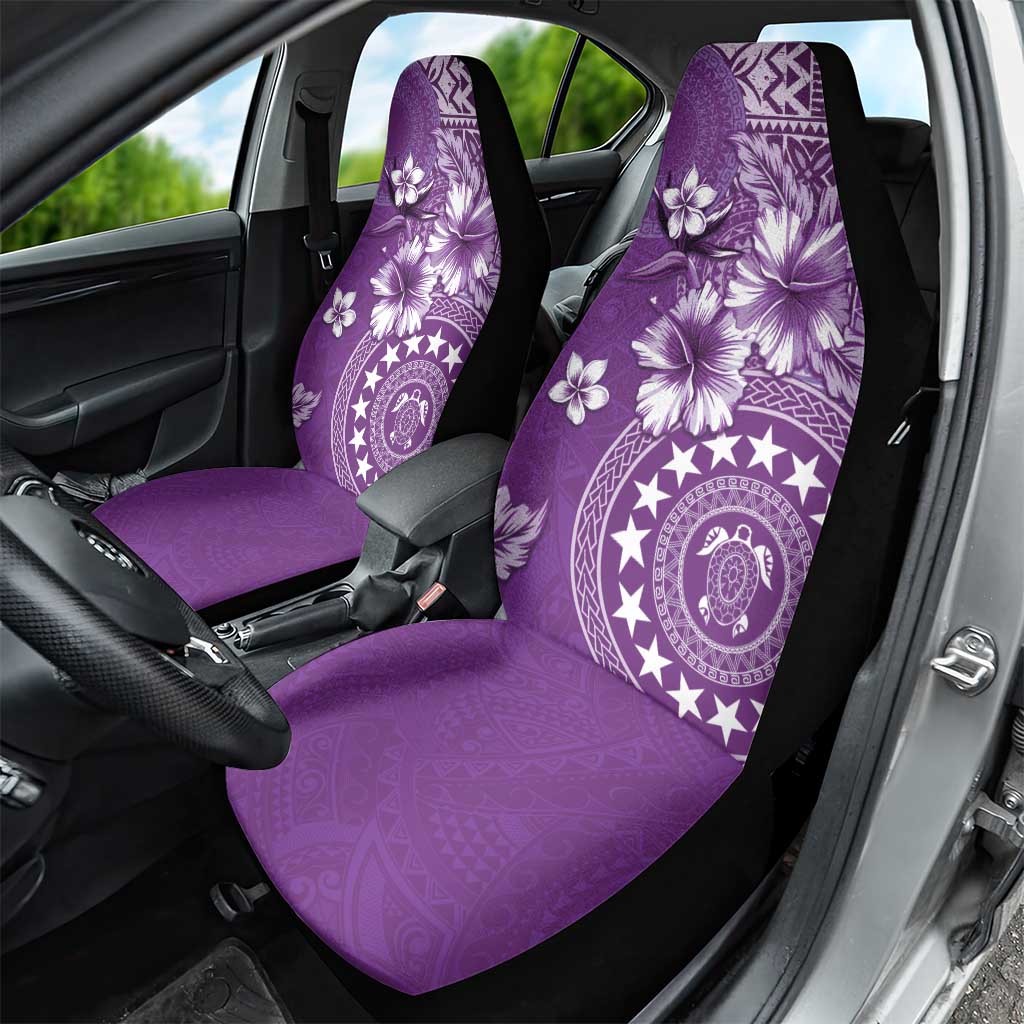 Cook Islands Car Seat Cover Purple Hibiscus And Stars LT05 - Polynesian Pride