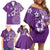 Cook Islands Family Matching Off Shoulder Short Dress and Hawaiian Shirt Purple Hibiscus And Stars