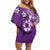 Cook Islands Family Matching Off Shoulder Short Dress and Hawaiian Shirt Purple Hibiscus And Stars