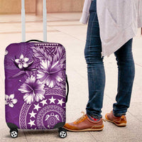 Cook Islands Luggage Cover Purple Hibiscus And Stars LT05 Purple - Polynesian Pride