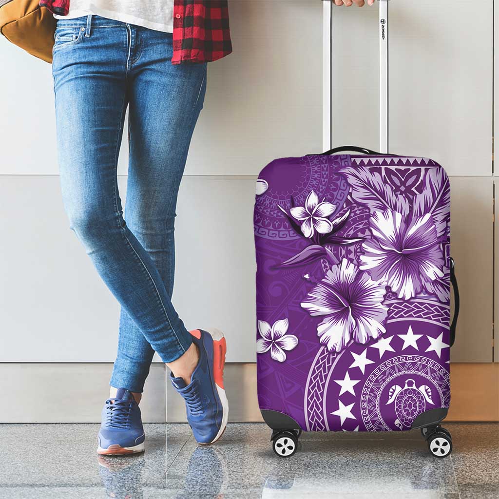Cook Islands Luggage Cover Purple Hibiscus And Stars LT05 - Polynesian Pride