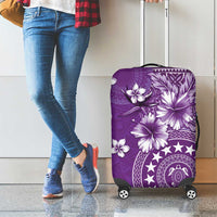 Cook Islands Luggage Cover Purple Hibiscus And Stars LT05 - Polynesian Pride
