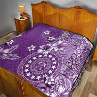 Cook Islands Quilt Purple Hibiscus And Stars LT05 - Polynesian Pride