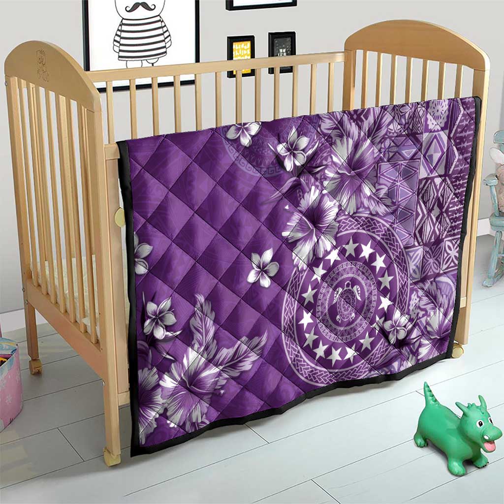 Cook Islands Quilt Purple Hibiscus And Stars LT05 - Polynesian Pride
