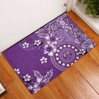 Cook Islands Rubber Doormat Purple Hibiscus And Stars LT05 - Polynesian Pride