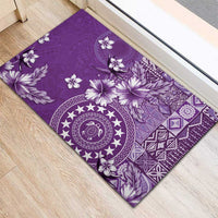 Cook Islands Rubber Doormat Purple Hibiscus And Stars LT05 - Polynesian Pride