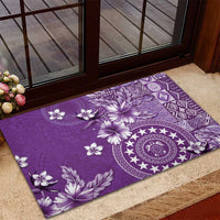 Cook Islands Rubber Doormat Purple Hibiscus And Stars LT05 - Polynesian Pride