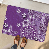 Cook Islands Rubber Doormat Purple Hibiscus And Stars LT05 - Polynesian Pride