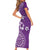 Cook Islands Short Sleeve Bodycon Dress Purple Hibiscus And Stars