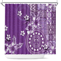 Cook Islands Shower Curtain Purple Hibiscus And Stars LT05 Purple - Polynesian Pride
