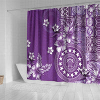 Cook Islands Shower Curtain Purple Hibiscus And Stars LT05 - Polynesian Pride