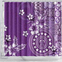 Cook Islands Shower Curtain Purple Hibiscus And Stars LT05 - Polynesian Pride