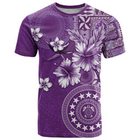 Cook Islands T Shirt Purple Hibiscus And Stars LT05 Purple - Polynesian Pride