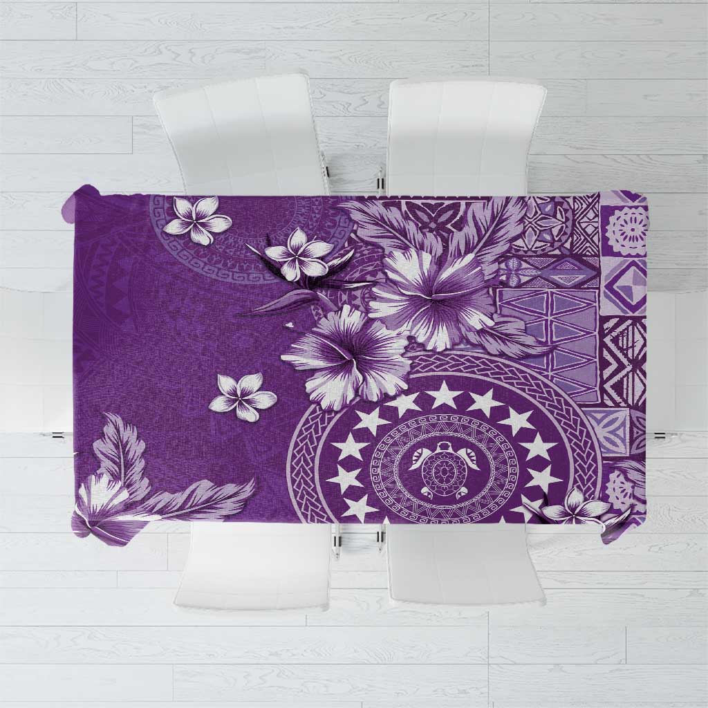 Cook Islands Tablecloth Purple Hibiscus And Stars LT05 Purple - Polynesian Pride