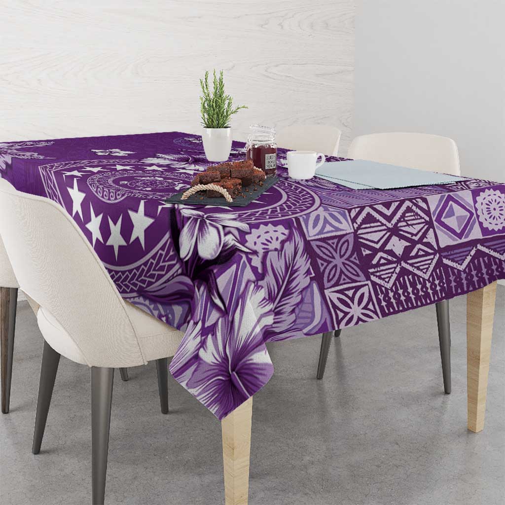 Cook Islands Tablecloth Purple Hibiscus And Stars LT05 - Polynesian Pride