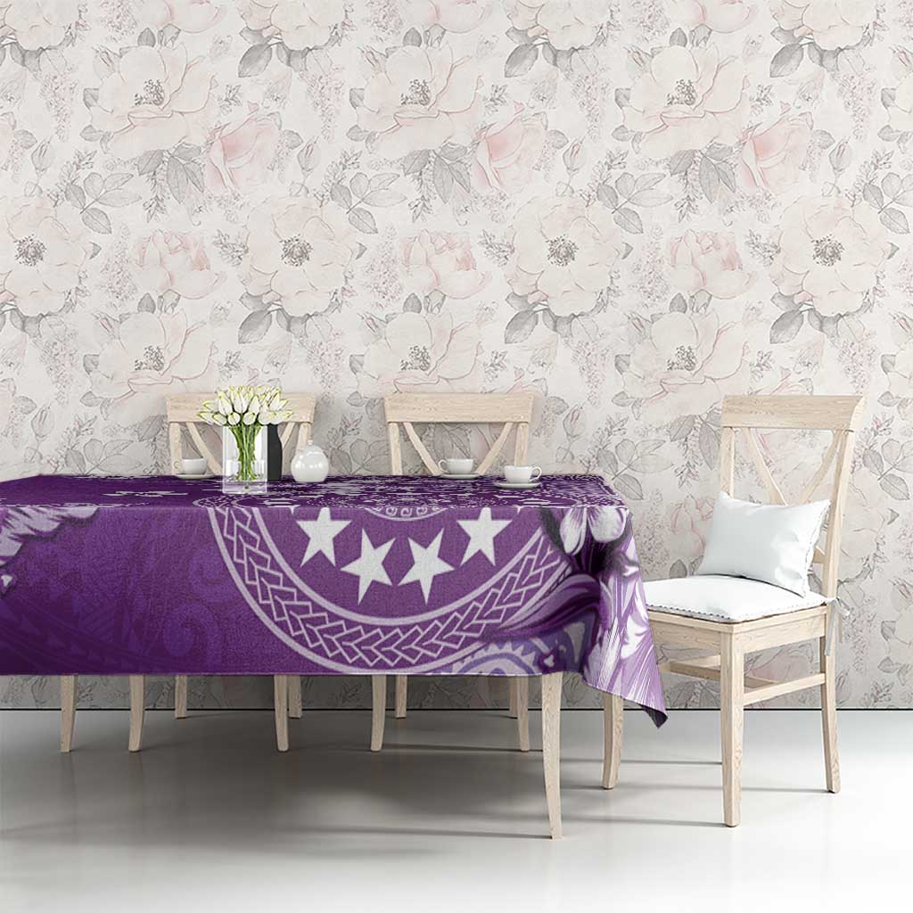 Cook Islands Tablecloth Purple Hibiscus And Stars LT05 - Polynesian Pride