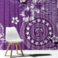 Cook Islands Window Curtain Purple Hibiscus And Stars LT05 - Polynesian Pride